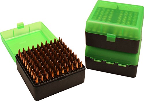 MTM Case-Gard RM-100-16T Flip-Top Rifle Ammo Box, 100 Round, Clr Green/Blk - color: Clear Green/Black, size: 3.05-Inch