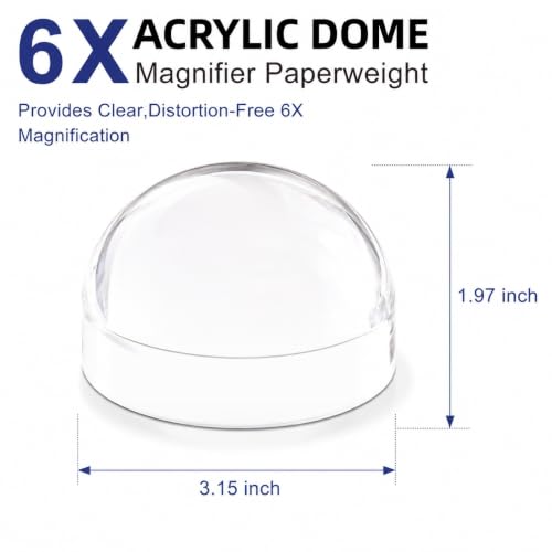 Dandelion 6X Dome Magnifying Glass Acryliy Paperweight Magnifier-3.15 Inch - size: 3.15 inch