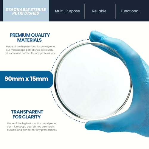 MED PRIDE Sterile Disposable Petri Dishes 90x15 mm with Lids,Clear,25 Count