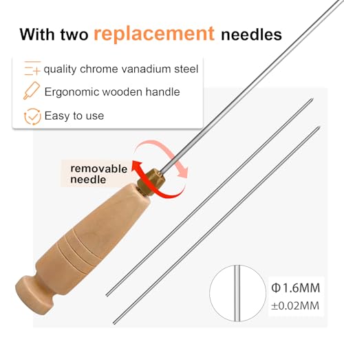 3D Printer Cleaning Filament Clog Tool with Wood Handle,The Must-Have 3D Printing Tool.Diameter 1.6mm, Length 150mm.Removable Needle, Reuse The Handle (1)