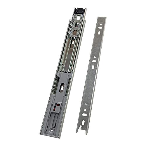 18 Inch Heavy Duty Drawer Slides - Soft Close Side Mount Drawer Glides - Full Extension 3 Section Ball Bearing - Zinc Plated Rust Proof Hardware - Black (1 Pair) - size: 18 Inch