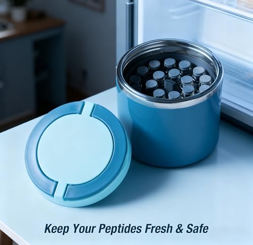 Peptide Container for Fridge, 3ml Vial Inserts with 1 Food Jar 22oz, 27 Vials Holder, Fits 1ml 2ml 3ml Peptide Vial Storage, No Vials
