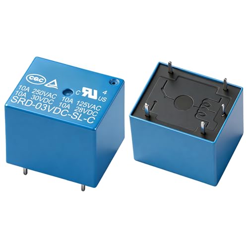 25Pcs PCB Power Relay SRD-03VDC-SL-C, DC 3V Coil, 10A 250VAC, SPDT, 5 Pin, for Household Appliance Boards (25) - size: 3VDC