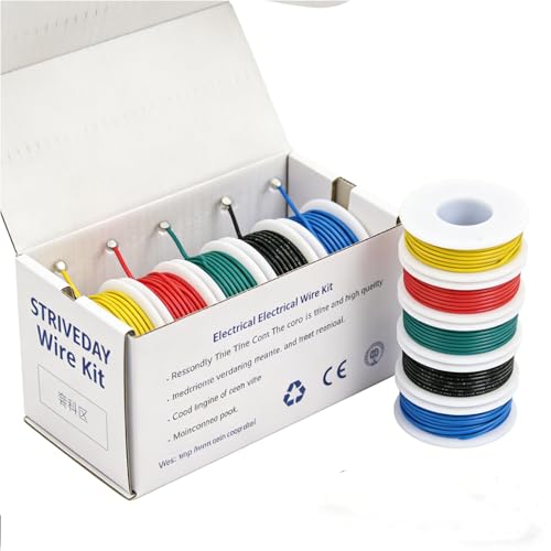 26 AWG Tinned Copper Wire PVC Electric Wire kit 26 Gauge Hook Up Wire 300V Cables Electronic Stranded Wire Cable Industries Electrics DIY box1 - color: Box-1, size: 26AWG