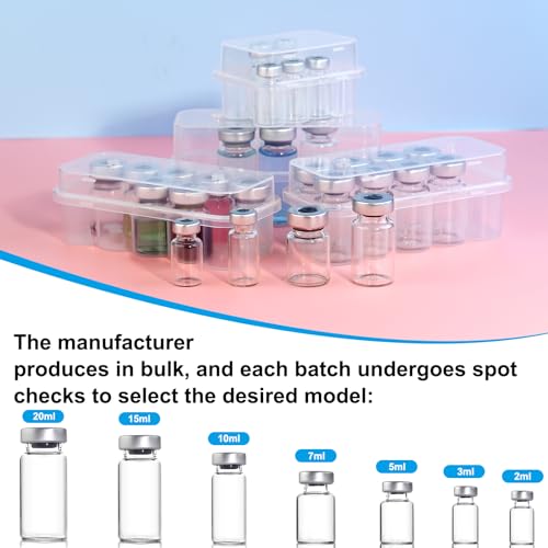 Knixxo 10 Pack 7ml Sealed Sample Vials, Transparent Glass Vials with Self Healing Injection Port - size: 7 ML