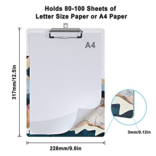 Cute Clipboard Wood Design Decorative A4 Letter Size Clip Boards for Classroom Office, Standard Size 9" x 12.5" with Low Profile Metal Clip - Abstract Scenery - color: Abstract Scenery