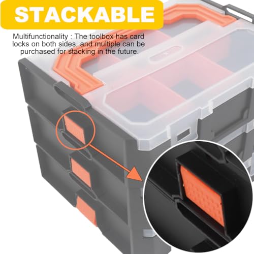 Small Parts Organizer, 6-Compartments Parts Organizer, Stackable, Removable Dividers for Hardware(2 PCS)
