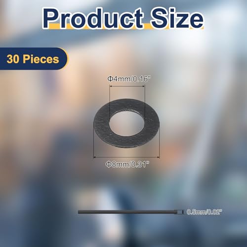 uxcell 30 Pcs M4 PVC Flat Washers 4mm ID 8mm OD 0.5mm Thick Plain Washer Grommets Plastic Sheet Gasket Fastener Sealing Spacer Gasket Ring Water Hose Washers, Clear Black - size: 4mm x 8mm x 0.5mm