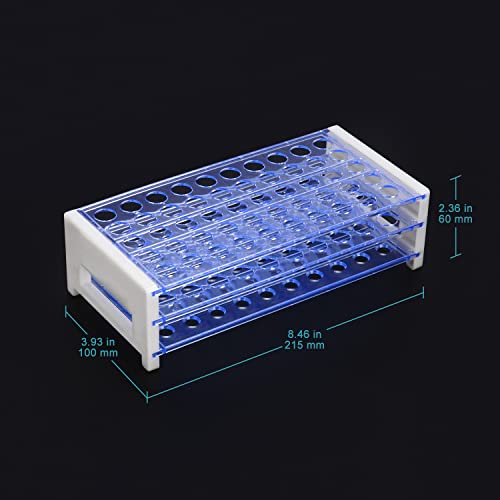 stonylab Test Tube Rack, 3-Tier Detachable Blue Plastic Holder Stand Rack, for Laboratory Scientific Experiments, 33/64 inch 50-Place - size: 33/64 inch