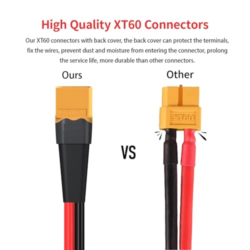 ELFCULB XT60 Male to Male Extension Cable 10AWG 2FT for Power Use - color: 10AWG XT60 Male to Male, size: 2FT