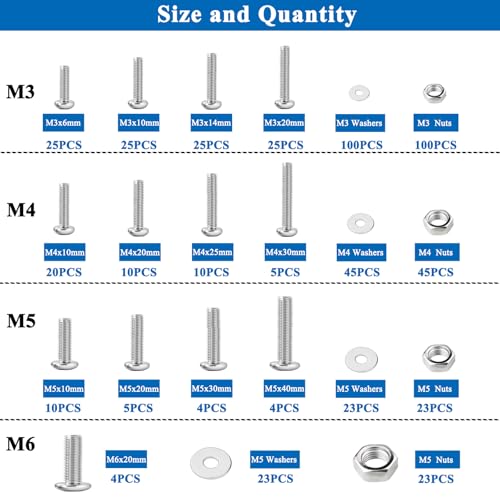 516Pcs Nuts and Bolts Assortment Kit, Phillips Pan Head, Silver - color: 516pcs-Silver