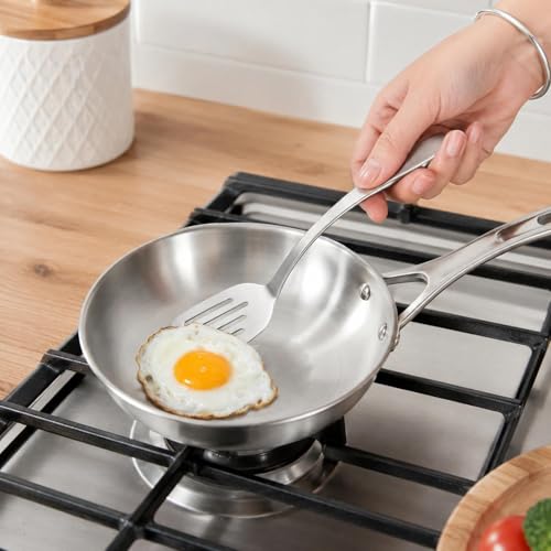 IMEEA 9.5-Inch Mini Slotted Turner Spatula SUS304 Stainless Steel Small Turner for Eggs & Single Serving