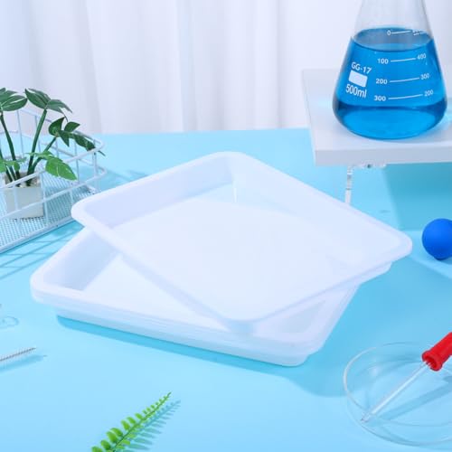 DOITOOL Laboratory Reagent Tray 4-Pack Acid Alkali Resistant Leakproof Lab Sample Tray Chemical Reagent for Experiments Research Labs Educational Use 9.68X7.28X1.06in