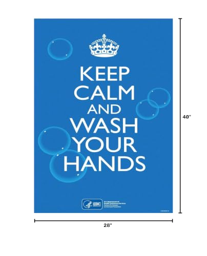 MSD Wash Hands Poster CDC Official Tips Hand Washing Poster 28 x 40 Polyester, Wall Sign for Homes School Business Office Clinic Hospital, CDC Instructional Poster Stay Home From Work