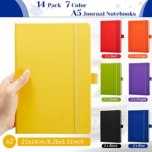 Laumoi 14 Pack Hardcover Lined Journal Notebooks Bulk, Bright Color, A5 - color: Bright Color, size: A5