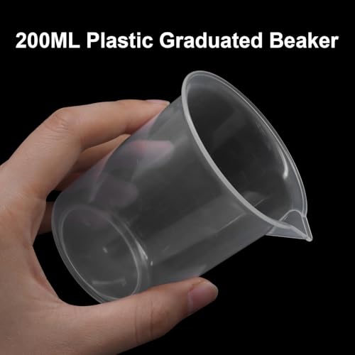 Waziaqoc 200ml/6.8oz Plastic Graduated Beaker, 6 Pack - size: 3.34 x 3.14 Inch