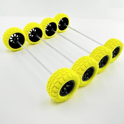 10PCS Toy Car Wheel RC Car Rubber Tire Wheel with 5PCS Shaft Round Rod Axles for RC Car Truck Robot DIY Model Toy Wheel Parts (2x36mm Yellow) - style: 2x36mm Yellow