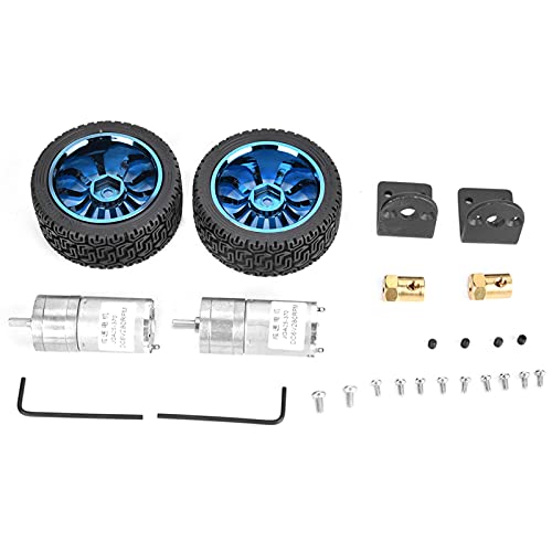 Encoder Gear Motor 65mm Wheel Kit, DC 6V 280RPM 25GA370 DC Gear Motor 4mm Shaft with Mounting Bracket for Smart Car Robot DIY (2 Sets)