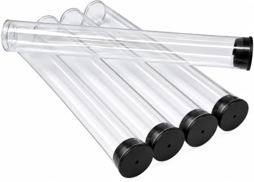 Prestige Import Group - 7/8" Interior Diameter Clear Plastic Empty Storage Tubes - Flat Bottom - 80ml Capacity, Press Fit Black Cap - 25 Pack - size: Pack of 25