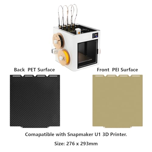 Double Side PEI + PET Build Plate for Snapmaker U1, 3D Printer Textured PEI + Glossy PET Dual-Sided Build Plate Print Bed for U1 - style: PEI+PET