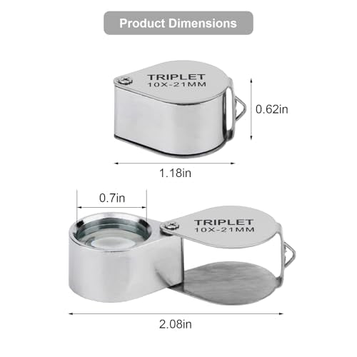 Rongon 10X Jewelers Loupe Magnifier - Pocket Magnifying Glass for Reading, Foldable Hand Lens for Jewelry Appraisal, Coin Collecting, Gardening, Rock & Stamp Inspection - size: 10X