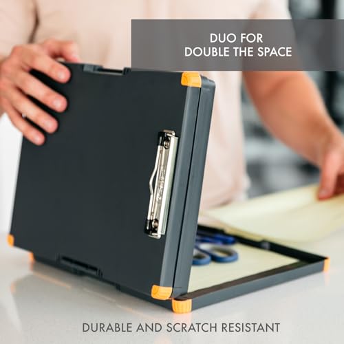 Dexas Duo Clipcase, Double Sided Clipboard Design, Portable Clipboards 13”x10” Gray/Orange, Combine Style and Functionality Office Supplies for Nursing, School, Work, Trades, Home Office - color: Gray/Orange, size: (Pack of 1)