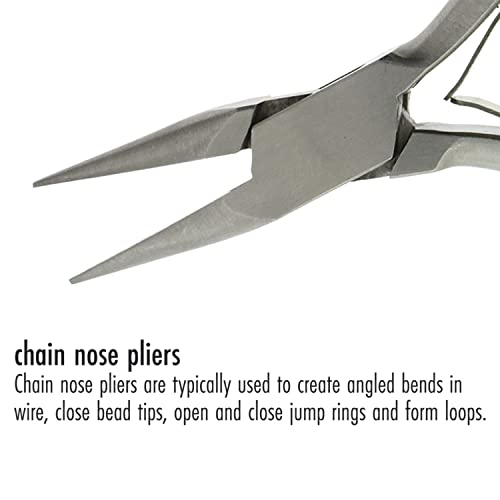 The Beadsmith Chain Nose Pliers, 6.25 inches (159mm), Polished Steel Head with Elongated Handle & Double-leaf Spring - style: Chain Nose