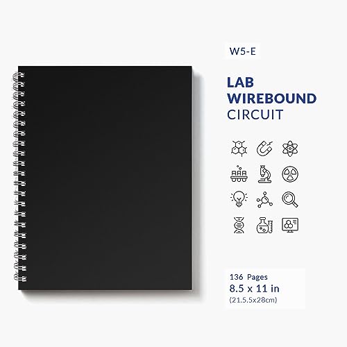 Vela Sciences W5 Wirebound Lab Notebook, 8.5 x 11 in (21.5 x 28 cm), 128 Pages, Double Wire Looped, 70lb Heavyweight Paper (1-Pack, Precision Grid/Ruled)