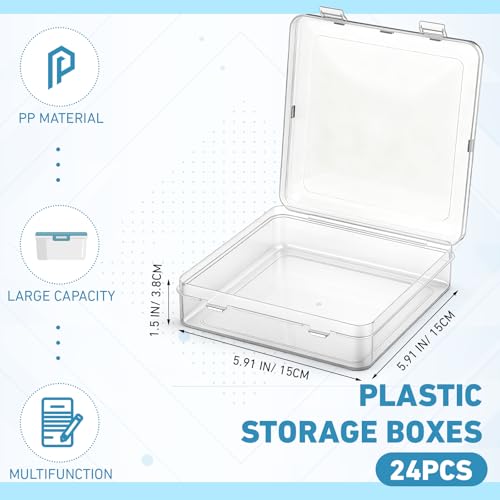 SATINIOR Small Clear Plastic Container Box, 5.9 x 5.9 x 1.5 in - size: 5.9 x 5.9 x 1.5 in