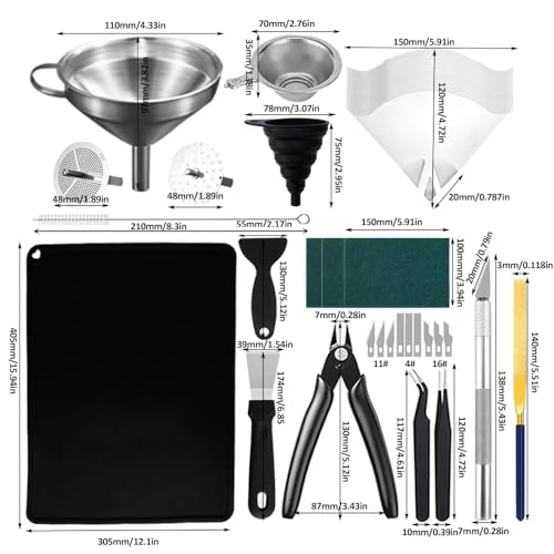 Resin 3D Printer Tool Kit with Steel Funnel, Silicone Mat and Resin Filters - style: Type 3