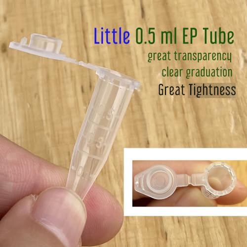 100 Piece 0.5ml Tiny Microcentrifuge Tube Graduated Holder Vial Tiny Container with Snap Cap, Clear EP Tube for Tiny Seeds Pollen Storage