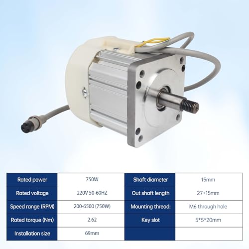 RATTMMOTOR 750W 220V Permanent Magnet Brushless Servo Motor 6500rpm