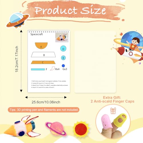 Dayker 3D Space Printing Drawing Book, 40 Patterns Reusable Paper Template - color: Space Blue