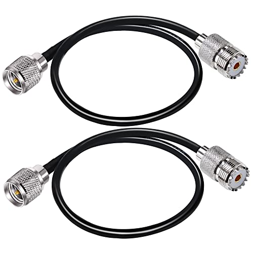TUOLNK Mini UHF Male to UHF Female Extension Cable Mini Male Plug to SO239 PL259 Female Jack Coax Jumper Cable RG58 for CB Radio Antennas 12inch(30cm) 2Pcs - size: 0.98ft-2pcs