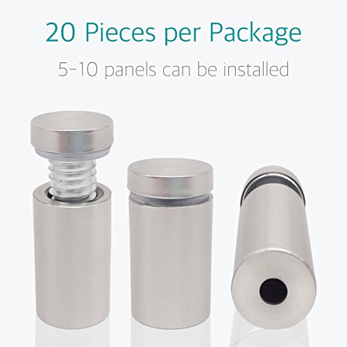 Lantee 20 Pcs Stainless Steel Sign Standoffs, 1/2" x 1-3/16" Wall Mount Hardware for Acrylic & Glass Signs, Brushed Silver Floating Display Mounts for Office, Business, Picture Frames - color: Silver, size: 1/2" x 1-3/16" / 12 x 30mm