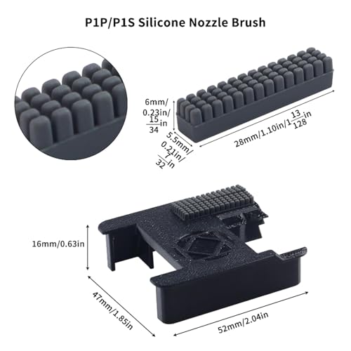 3D Printer Accessories P1P P1S Upgrade Silicone Nozzle Brush Replacement Kit: Hotend Nozzles Cleaner Wiper Tool for Cleaning Extruded Filament Printing Material Build Up