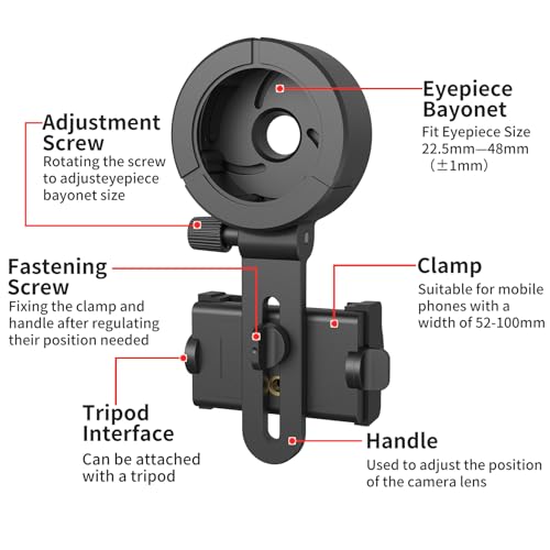 Eyeskey Universal Phone Adapter - Capture Stunning Moments with Your Smartphone Through Binoculars, Monoculars, Scopes, Telescopes, and Microscopes - Fits Most Smartphones