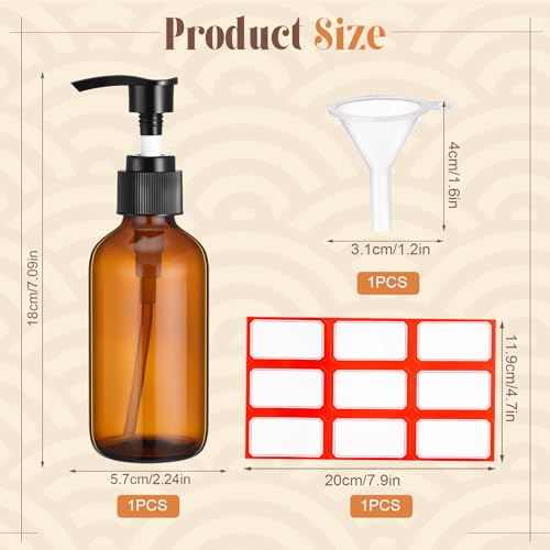 Fumete 2 Pack Amber Glass Pump Bottles 4oz - color: Amber, Black Top, style: Pump Bottle