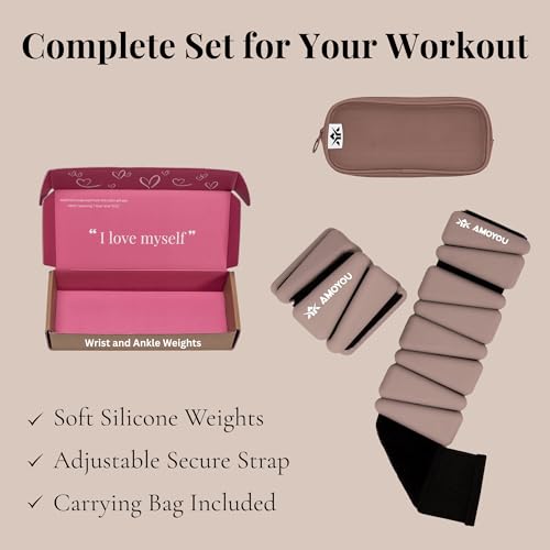 Wrist & Ankle Weights for Women – 2 lb Total, 1 lb Each | Weighted Bangles - color: Latte