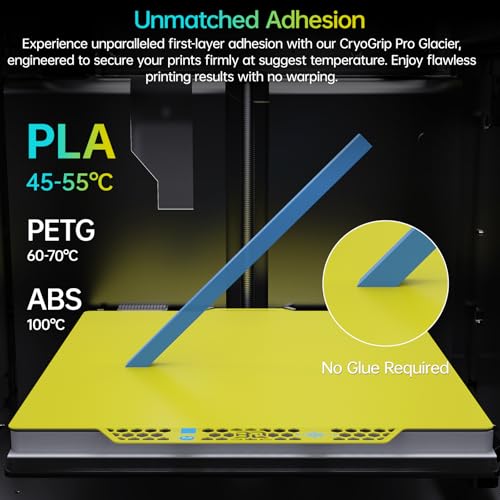 BIQU CryoGrip Pro Glacier Yellow Compatible with Bambu-Lab P1S/P1P/P2S/X2D/X1C/X1E/A1 3D Printers 257x257MM Panda Build Plate Double Sided Upgrade Removable Surface Platform - color: Glacier-Yellow, size: P1/P2/X1/A1/X2D