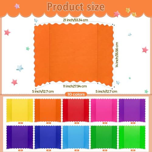 Mooliwe 21" X 14" 10 Pack Scalloped Trifold Poster Board,Neon Colors - color: Neon Colors, size: 21" X 14"