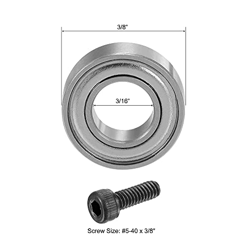 uxcell 12Pcs Bearing Accessory Kit 3/16" I.D. 3/8" OD 1/8" Thick Top Mounted Bearings for Router Bit (#5-40 x 3/8" Screws) - size: 3/16"x3/8"x1/8"