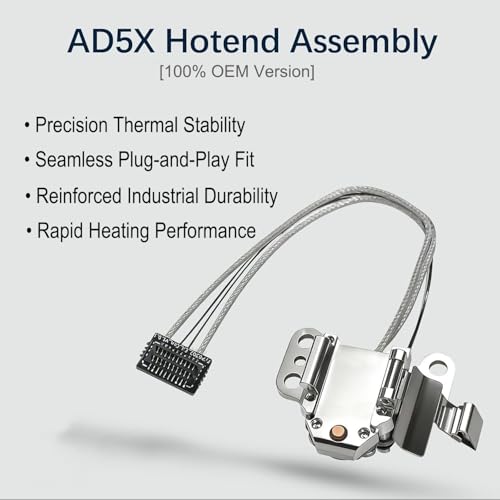 AD5X Hotend Heating Assembly Kit for FlashForge Adventurer AD5X, 3D Printer Heating Block Replacement with Ceramic Heater & Thermistor Sensor & Metal Clip,4 Screws Included - size: AD5X Heating Assembly