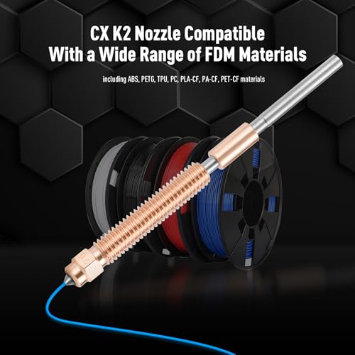 K2 Plus Nozzles 0.2mm* 0.4mm*0.6mm 3PCS, Unicorn K2 Quick-Swap Nozzles with Titanium Alloy Heat Break, Copper Alloy and Hardened Steel Nozzle, High Flow Nozzles Kit for K2 Plus 3D Printer