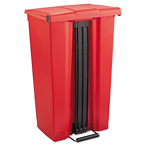 Rubbermaid Commercial Products Slim Jim Front Step On Trash Can, Red, 23-Gallon, Hands-Free Solution for Medical Waste in Hospitals/Labs/Emergency/Patient Rooms - color: Red, size: 23 gallon