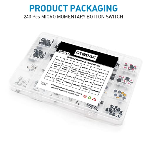 240 Pcs 24 Value Micro Momentary Tactile Switch Assortment Kit - style: 240 Pcs 24 Value