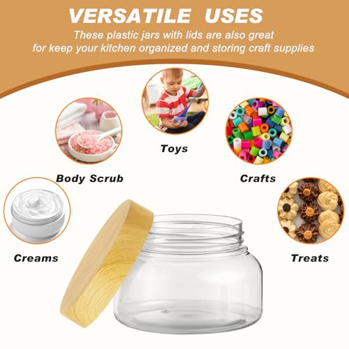 24 Pack Plastic Cosmetic Jars with Lids Label, 8 oz, Clear,Light Beech - color: Clear,Light Beech, size: 8 oz