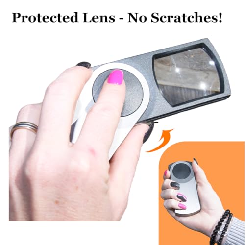 EasY Magnifier Premium Pocket Magnifying Glass with LED Light 3.0X (300%); Small Hand Held Lighted Magnify Glasses for Reading Tiny Print, Menu, Pill Bottles; Visually Impaired A Low Vision Aid