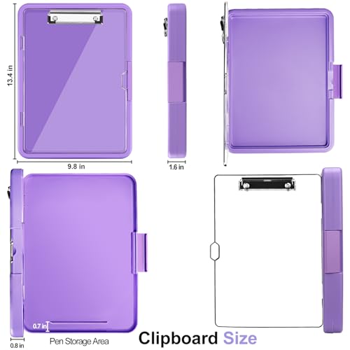 Clipboard, Clipboard with Storage, Heavy Duty Clip Boards 8.5x11, Protective Over Molded Edge, Plastic Clipboards, Contractor Folder with Internal Pen Pouch for Driver (Purple) - color: Purple