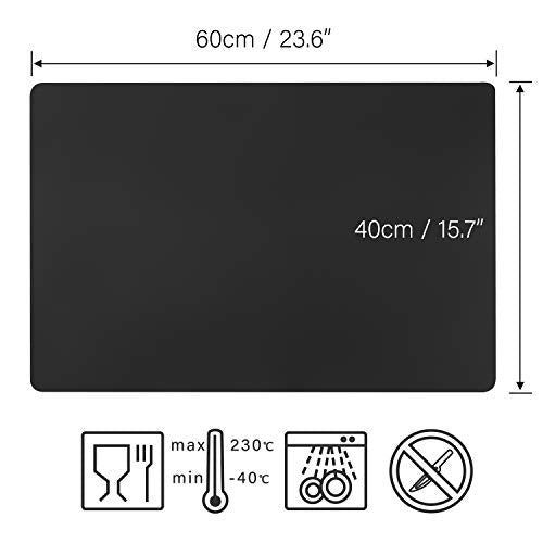 Gartful Black Extra Large Silicone Mat, 23.6 x 15.7 inches Silicone Craft Sheet, Resin Casting Molds Mat, Countertop Protector, Placemat Table Saver Pad, Reusable Nonstick Nonskid - color: Black, size: 15.7" x 23.6"
